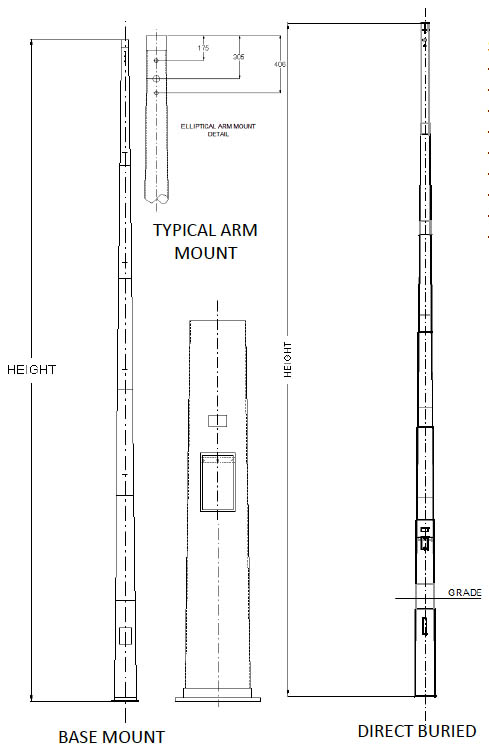 TAPERED ROUND STEEL SECTIONAL STEEL POLES