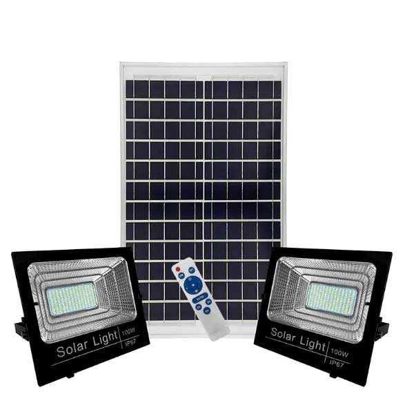 2 pack Remote Control Outdoor Solar Powered Led Floodlights