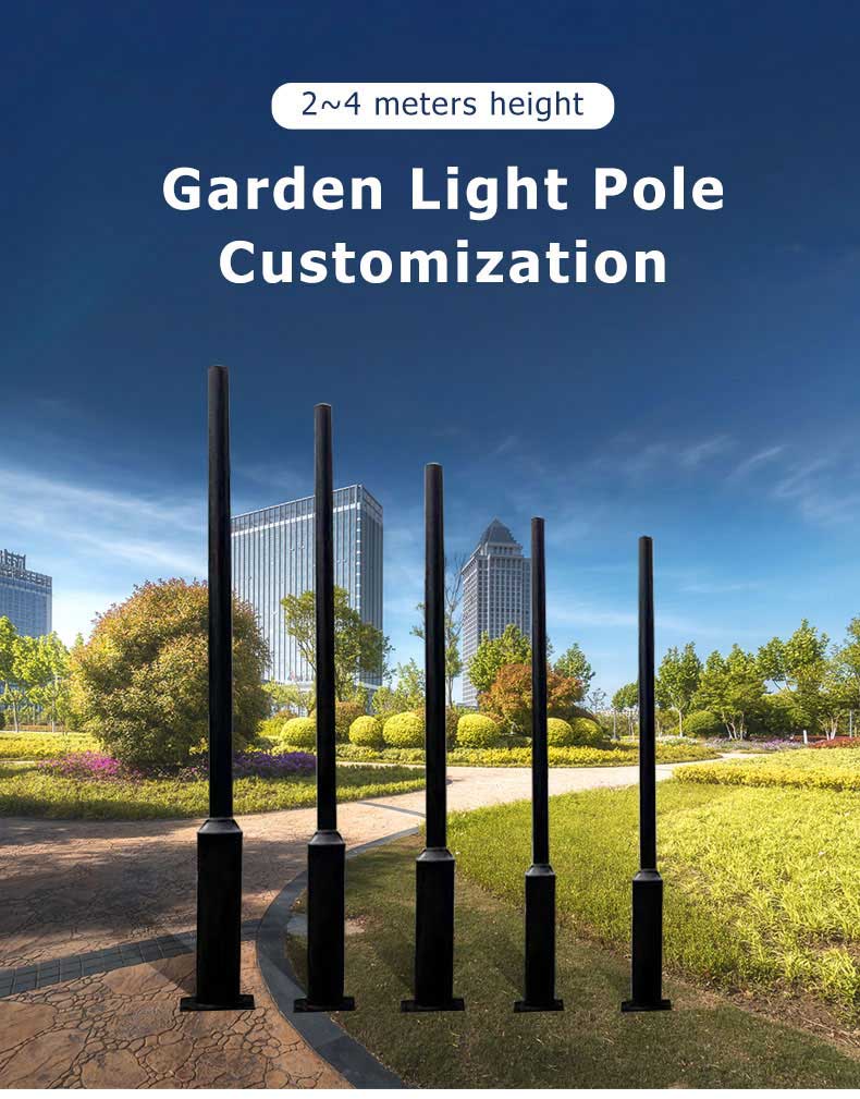 2m 3m 4m Galvanized garden Light Poles Q235 Stainless Steel Lamp Post