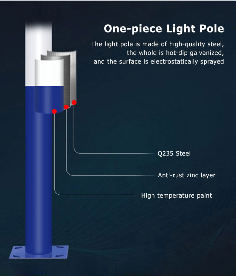 2m 3m 4m Galvanized garden Light Poles Q235 Stainless Steel Lamp Post