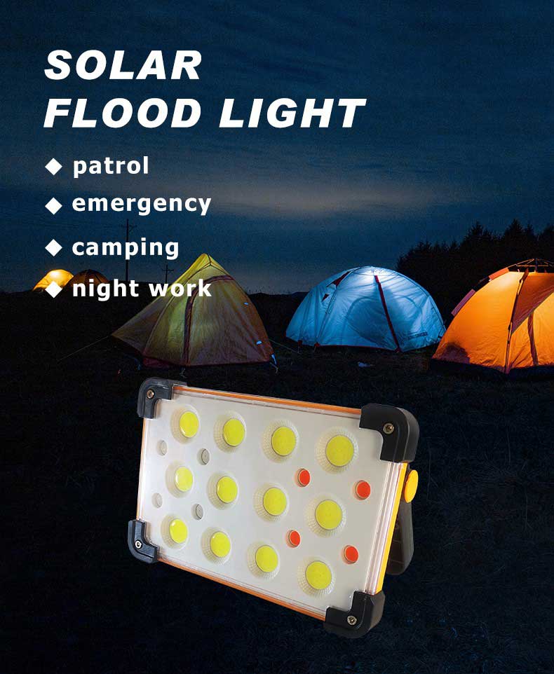 Rechargeable COB SOLAR Flood Lights for Outdoor Camping Hiking Emergency Car Repairing Fishing