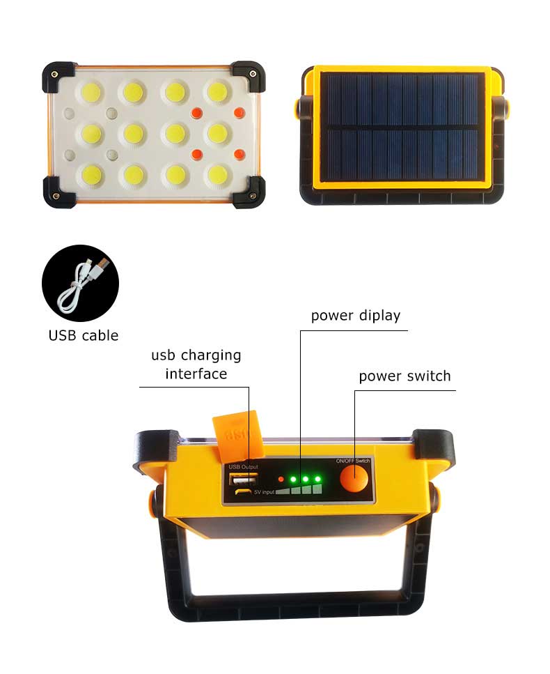 Rechargeable COB SOLAR Flood Lights for Outdoor Camping Hiking Emergency Car Repairing Fishing