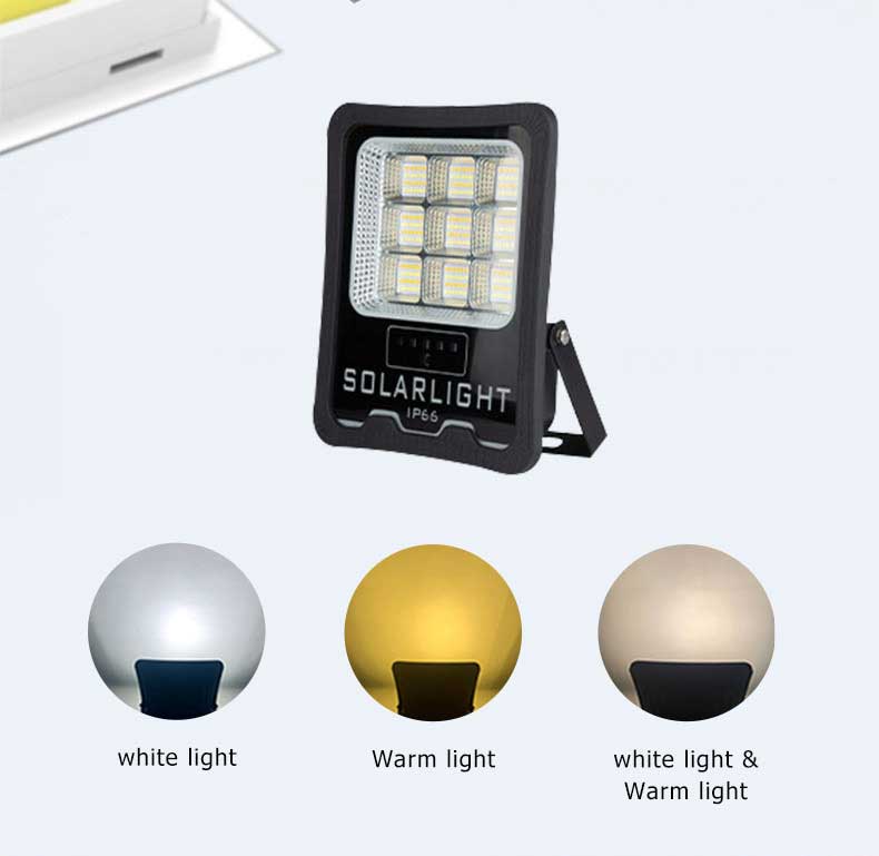 3000K&6500K Dusk to Dawn LED Solar Flood Light with Remote Control