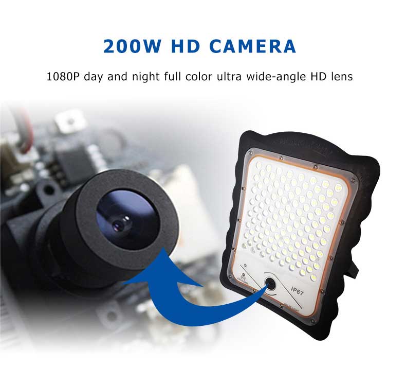 Outdoor solar Flood Light with PIR Alarm & Monitoring,HD 1080P WiFi Security CCTV Camera