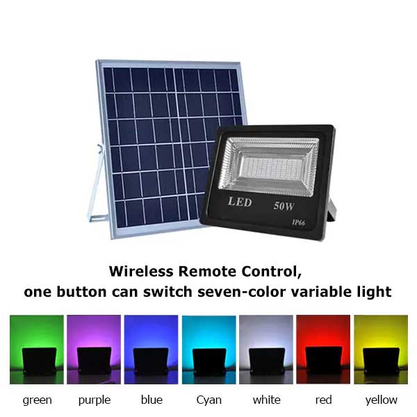 RGB solar flood light with 7 colors