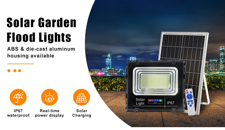 50W 100W 200W 300W 400W 500W Solar Flood lights with led battery indicator, ABS and aluminum housing optional