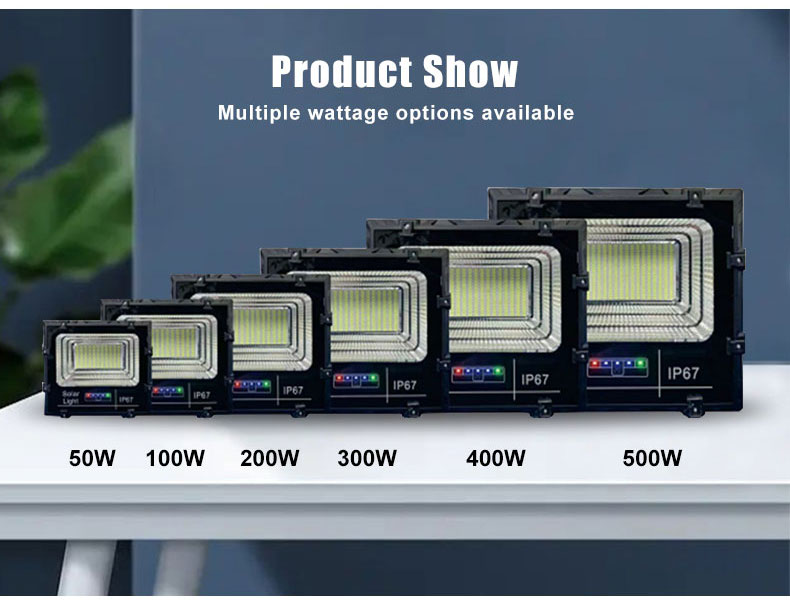 50W 100W 200W 300W 400W 500W Solar Flood lights with led battery indicator, ABS and aluminum housing optional