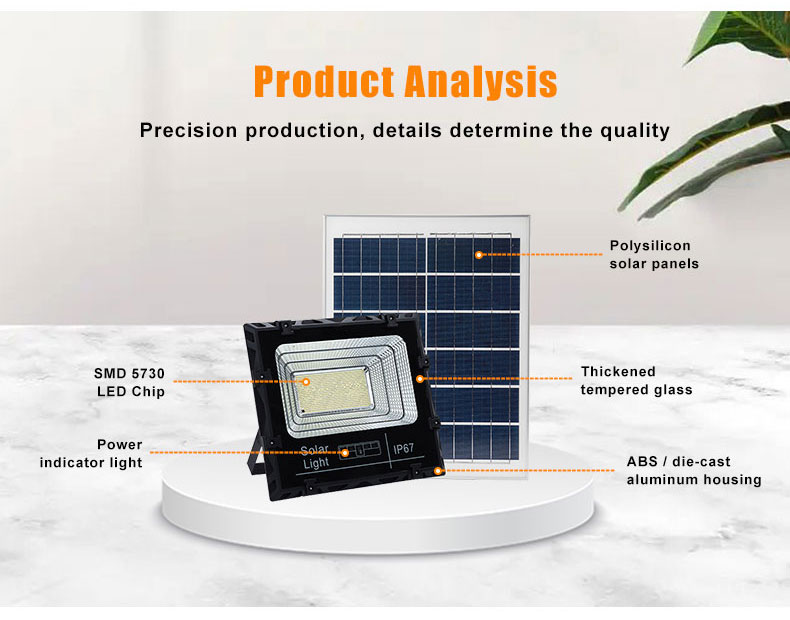 50W 100W 200W 300W 400W 500W Solar Flood lights with led battery indicator, ABS and aluminum housing optional