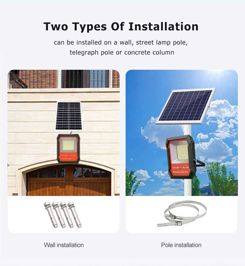 2023 NEW design100W 200W 300W Solar Outdoor Lights Waterproof Bright Solar Floodlight Remote Control