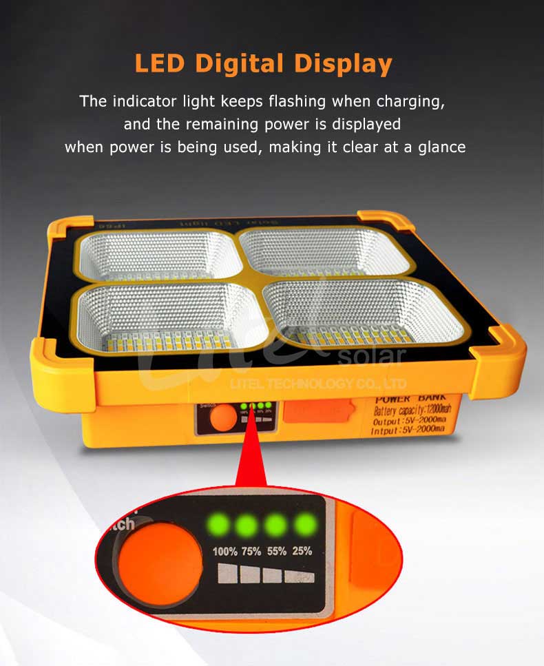 Portable Led Rechargeable Work Solar Light for Power Failure Emergency Car Repair