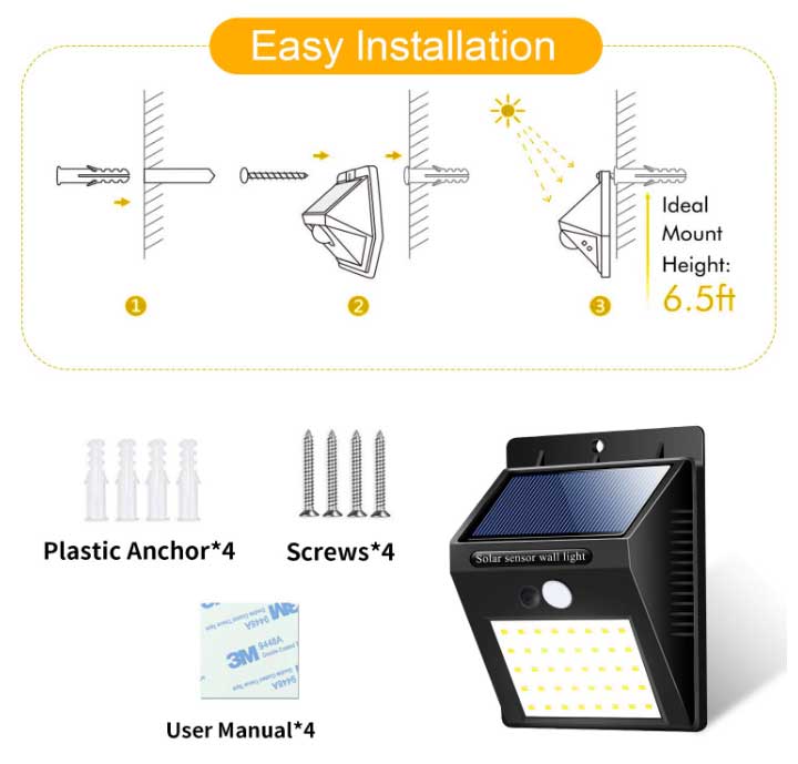 outdoor 20leds 30leds security Solar wall light with PIR Motion Sensor