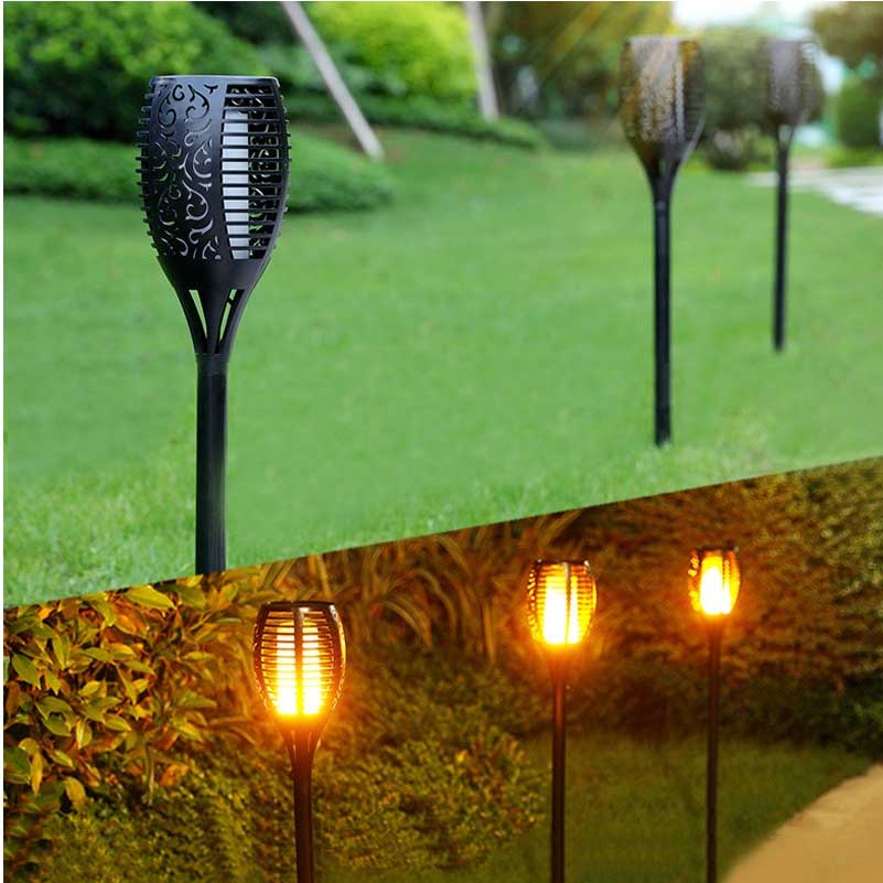 Solar Power Torch Light Flickering Flame Garden Waterproof Yard Lamp