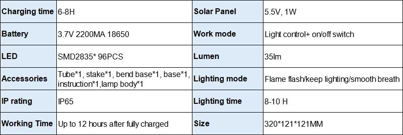 Solar Power Torch Light Flickering Flame Garden Waterproof Yard Lamp