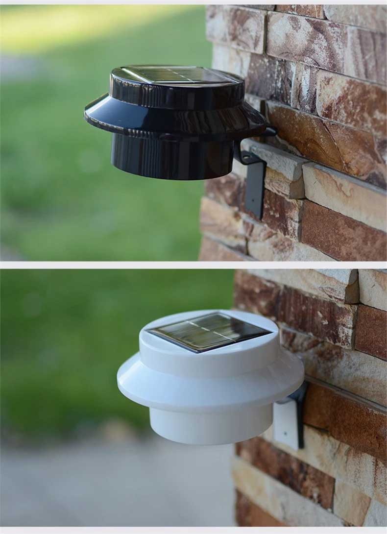 3 led solar powered fence garden wall light