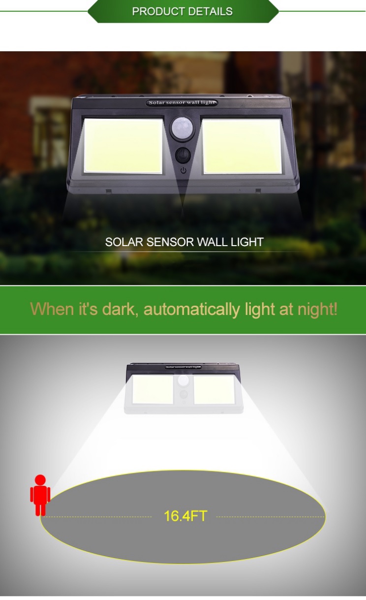 Hot produce 70 ics COB garden solar led wall light