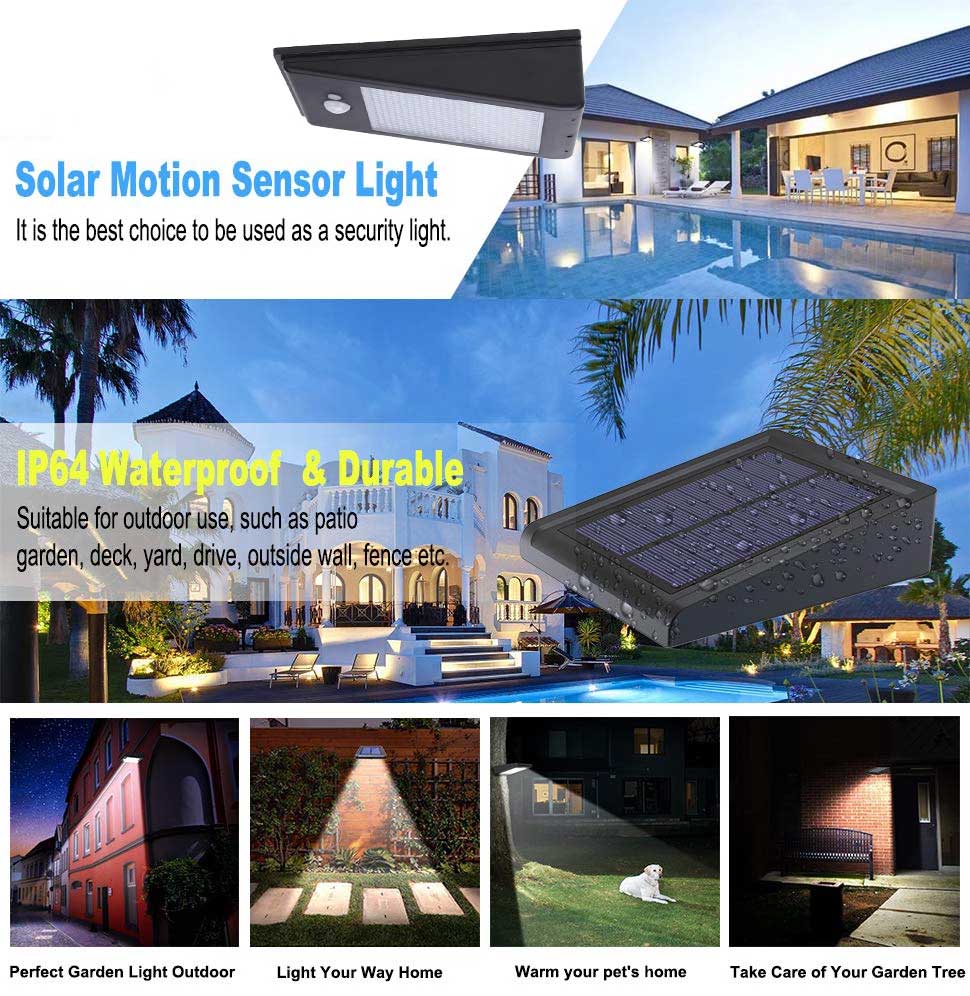 16LED PIR Motion Sensor indoor Security Emergency solar Wall light