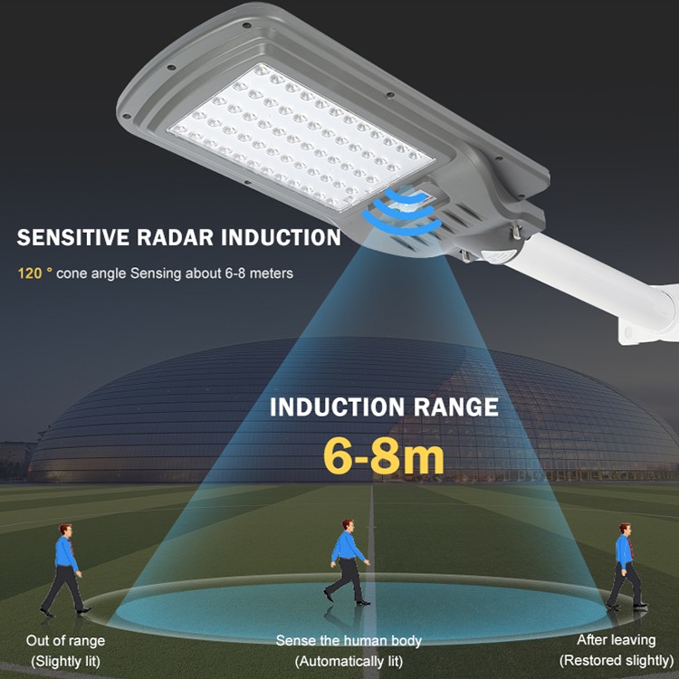 100w 200w 300w PIR motion sensor C-type ABS all in one intergrated solar street light