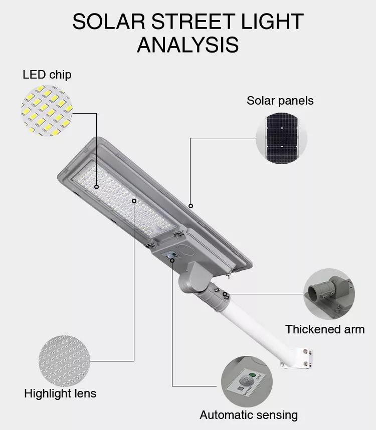 Integrated all in one aluminum alloy solar street light with adjustable light support