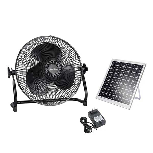 12 Inch Portable Wireless Rechargeable Table Fan with Solar Panel Powered and AC Charger