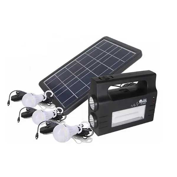 Portable Power Station with Solar Panel and 3 LED Bulbs for Outdoors Camping Travel Emergency